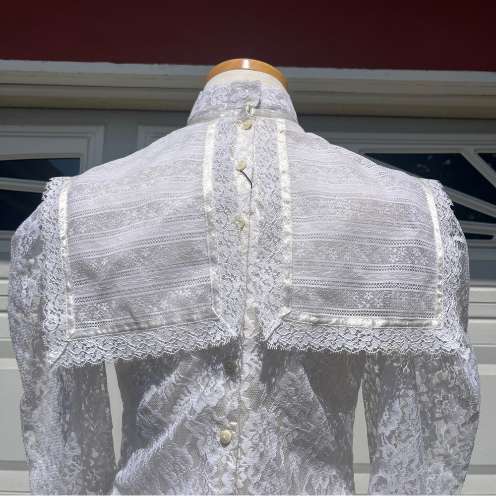 Gunne Sax White Lace Victorian Blouse - Picture 5 of 9
